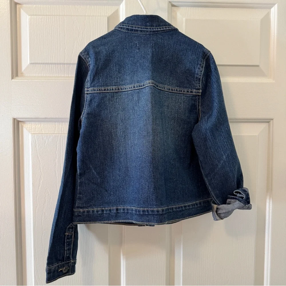 The Children's Place Girls Dark Blue Denim Jacket Classic Style Size: L 10/12